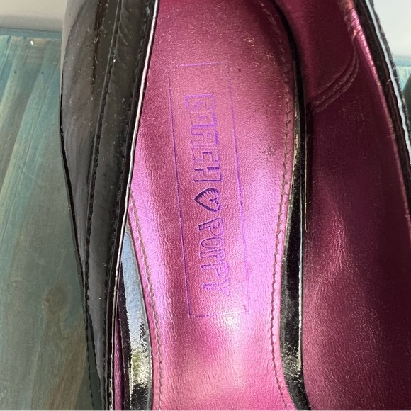 Coach Poppy Jaden Black Open Toe Patent Leather Wedge Pump Size - Picture 6 of 16